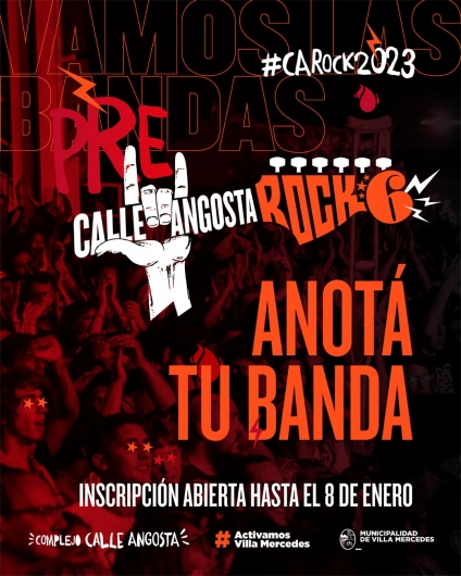 Estan abiertas las inscripciones para el Pre Calle Angosta Rock 2023
